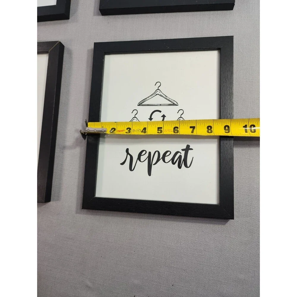 Laundry Room Signs(Set of 4 framed-11x9Inches) Wall Art Decor Prints